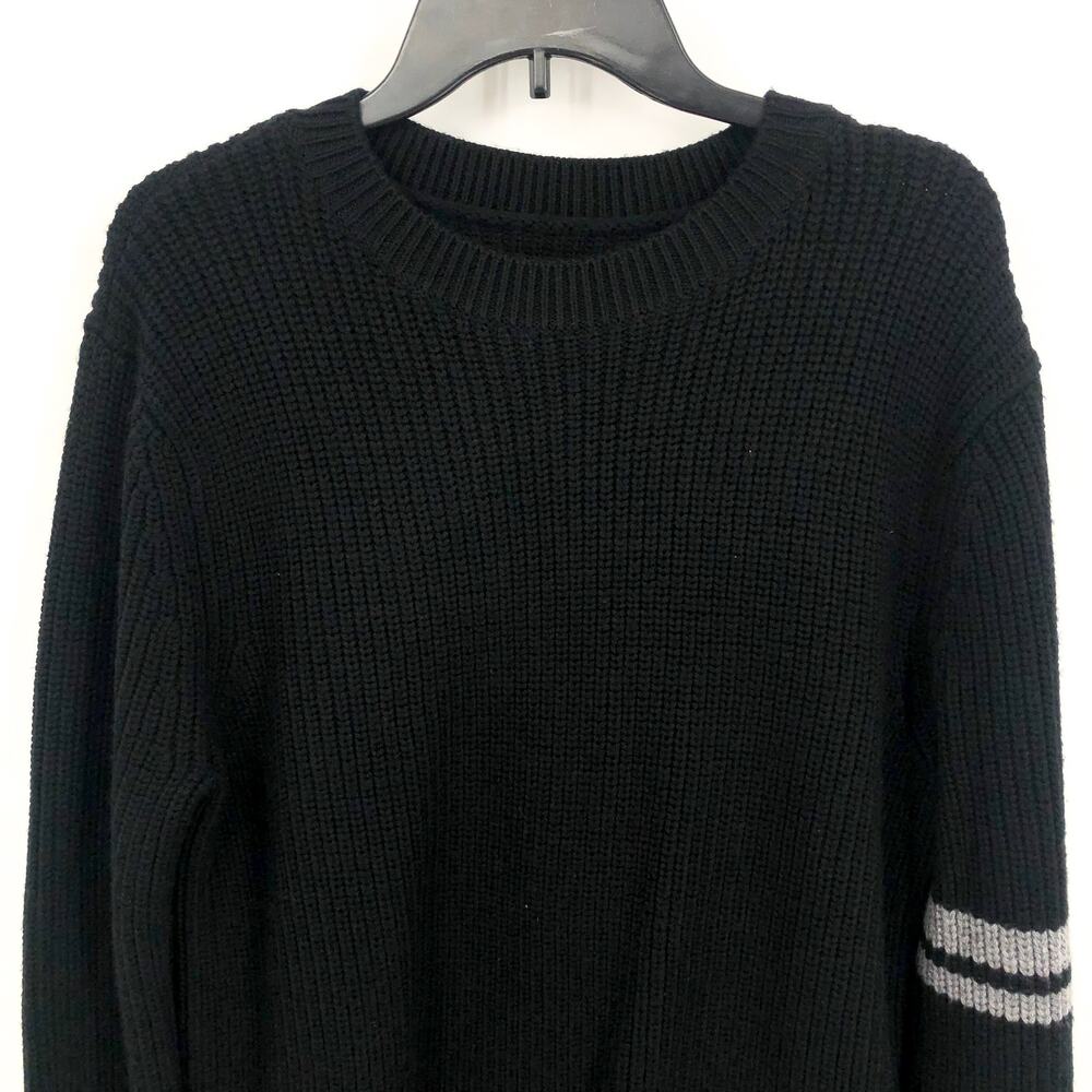 LABEL Men's Go-To Sweater XS Black Grey Merino Wool Knit Crewneck Pullover NWT - Picture 5 of 9